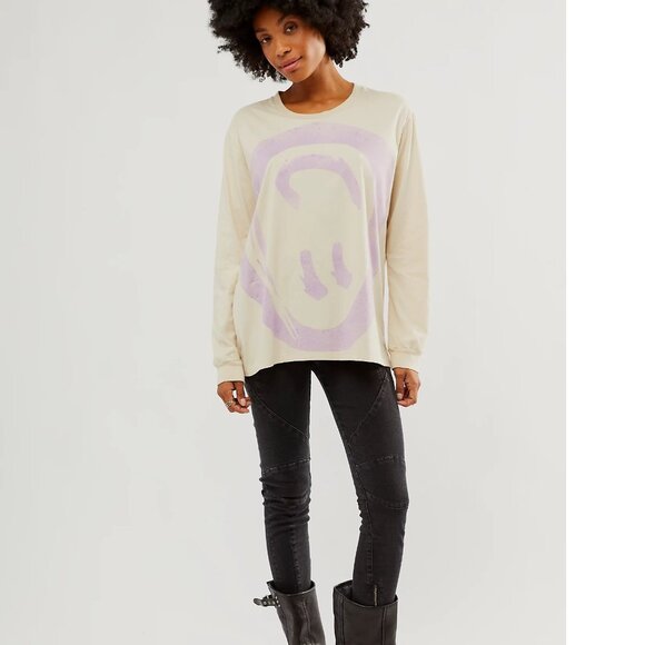 OneTeaspoon Smiley Violet Long-Sleeve Tee S - Picture 1 of 9